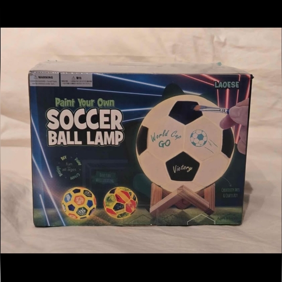 NIB - Paint Your Own Soccer Ball Lamp Kit; DIY 3D Night Light with all supplies - Picture 10 of 10